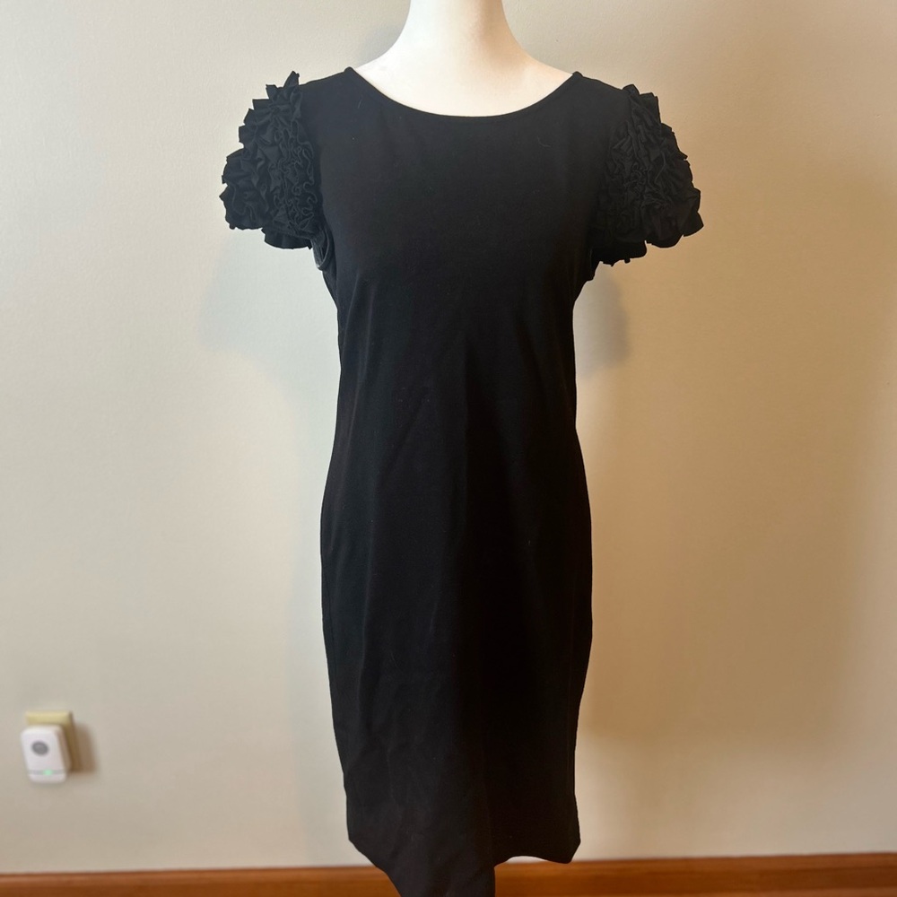 Taylor black ruffle sleeve dress